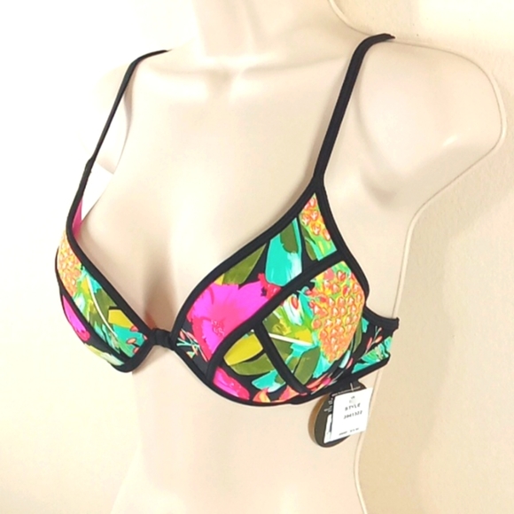 BODY GLOVE  Bikini Top SMALL PETITE Swim Vacation Multi-color PADDED UNDERWIRE - Picture 2 of 7
